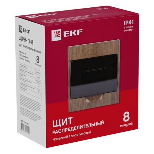 Щит ЩРН-П-8 IP41 темное дерево PROxima EKF pb40-n-8-dark фото 4
