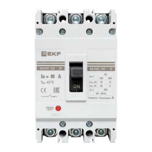 Выключатель автоматический 3п 100/80А 35кА ВА-99М PROxima EKF mccb99-100-80m фото 2