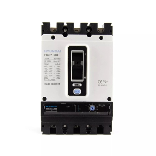 Автоматический выключатель HGP100H-G 3PT4S0000C 00080F 56-80А ток к.з. 100 kА АС380/415В фото 4