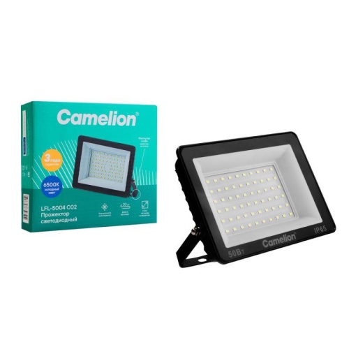Прожектор светодиодный LFL-5004 C02 LED SMD 50Вт IP65 6500К 5000лм 230В 153х136х30 черн. Camelion 16332 фото 4