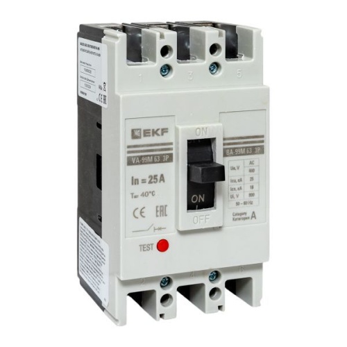Выключатель автоматический 3п 63/25А 25кА ВА-99М PROxima EKF mccb99-63-25m фото 2