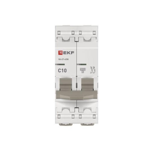 Выключатель автоматический 2п C 10А 4.5кА ВА 47-63N PROxima EKF M634210C фото 4