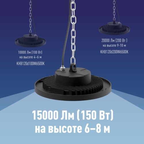 Светильник светодиодный UFO HIgh Bay 150Вт 6400К 174-265В для высоких пролетов КОСМОС KHB120d150W6500K фото 6