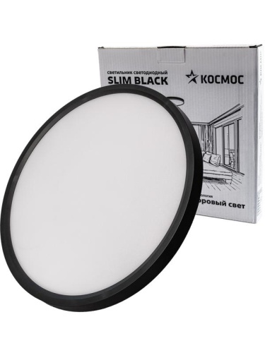 Светильник светодиодный SLIM BLACK 38Вт 4500К IP40 2650лм 230В 400х25мм КОСМОС KSlim38w_B4500K