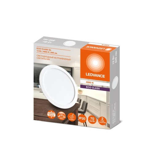 Светильник светодиодный Downlight DL 840 12Вт 4000К IP20 840лм ДВО встраив. даунлайт круглый бел. LEDVANCE 4607194235520 фото 2