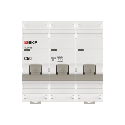 Выключатель автоматический модульный 3п C 50А 10кА ВА 47-100 PROxima EKF mcb47100-3-50C-pro фото 4