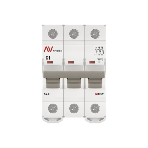 Выключатель автоматический модульный 3п C 1А 6кА AV-6 AVERES EKF mcb6-3-01C-av фото 4