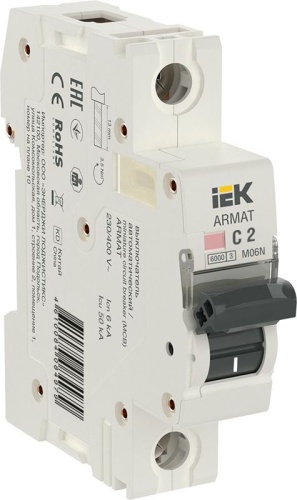 Выключатель автоматический модульный 1п C 2А M06N ARMAT IEK AR-M06N-1-C002 фото 2
