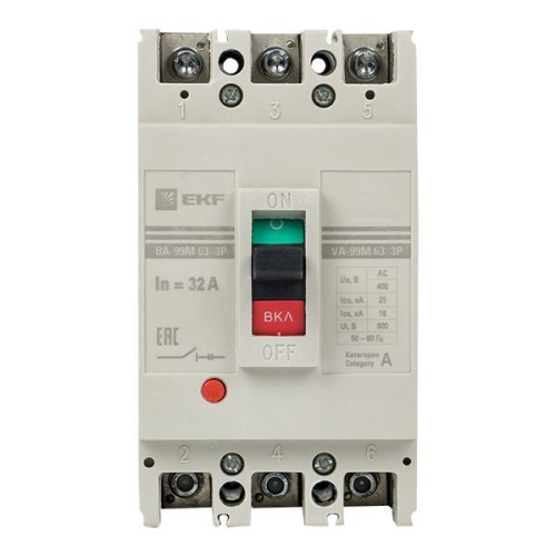 Выключатель автоматический 3п 63/32А 25кА ВА-99М PROxima EKF mccb99-63-32m фото 2