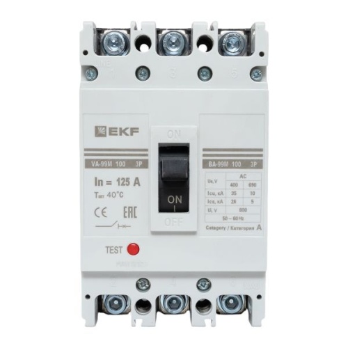Выключатель автоматический 3п 100/125А 35кА ВА-99М PROxima EKF mccb99-100-125m фото 3