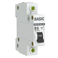 Выключатель автоматический модульный 1п B 6А 4.5кА ВА 47-29 Basic EKF mcb4729-1-06-B