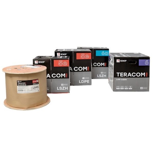Кабель витая пара U/UTP кат.5E 4 пары 24 AWG solid внешн. LDPE черн. (м) TERACOM PRO EKF TRP-5EUTP-04PE-BK-OUT3 фото 6