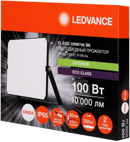 Прожектор светодиодный СДО FL ECO 100W 740 G4 уличный матов. стекло алюм. черн. LEDVANCE 4099854400155 фото 2