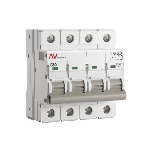 Выключатель автоматический модульный 4п C 50А 6кА AV-6 AVERES EKF mcb6-4-50C-av фото 3