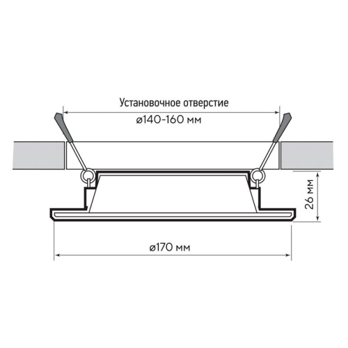 Светильник светодиодный PLED DL7 WH Downlight 18Вт 4000К 170х26мм IP54 ДВО встраив. Pro JazzWay 5046658 фото 5