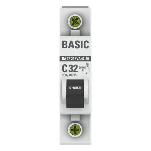 Выключатель автоматический модульный 1п C 32А 4.5кА ВА 47-29 Basic EKF mcb4729-1-32C фото 2