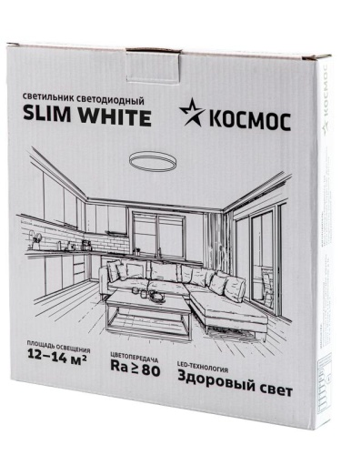 Светильник светодиодный SLIM WHITE 28Вт 4500К IP40 2398лм 230В 300х25мм КОСМОС KSlim28w_W4500K фото 5