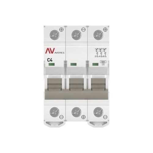 Выключатель автоматический модульный 3п C 4А 6кА AV-6 AVERES EKF mcb6-DC-3-04C-av фото 3