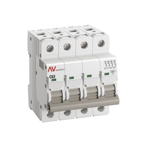 Выключатель автоматический модульный 4п C 63А 6кА AV-6 AVERES EKF mcb6-4-63C-av фото 2