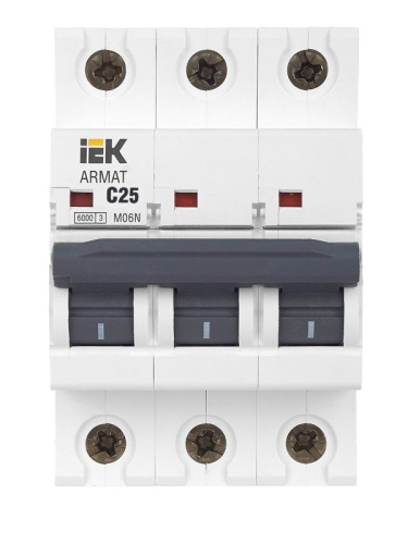 Выключатель автоматический модульный 3п C 25А M06N ARMAT IEK AR-M06N-3-C025 фото 2
