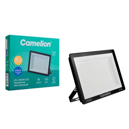 Прожектор светодиодный LFL-10004 C02 LED SMD 100Вт IP65 6500К 10000лм 230В 245х233.5Х31 черн. Camelion 16333 фото 4