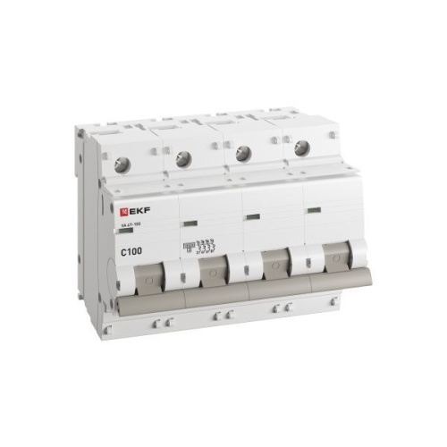 Выключатель автоматический модульный 4п C 100А 10кА ВА 47-100 PROxima EKF mcb47100-4-100C-pro фото 3