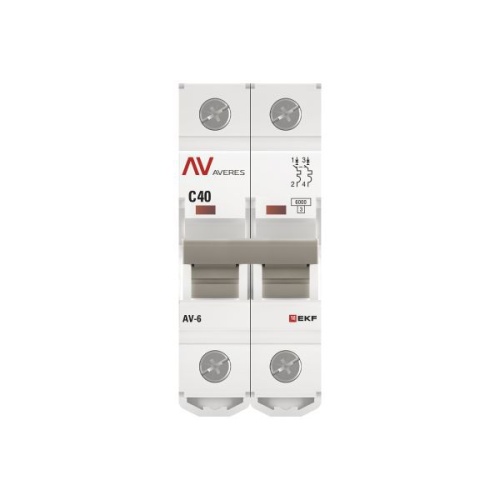 Выключатель автоматический модульный 2п C 40А 6кА AV-6 AVERES EKF mcb6-2-40C-av фото 4