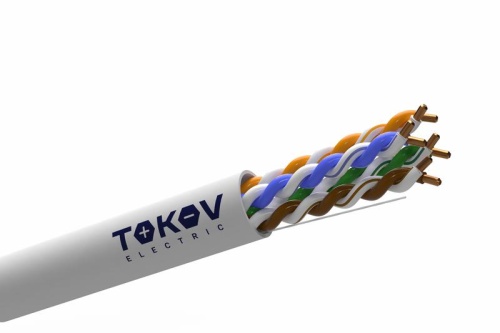 Кабель витая пара U/UTP 4х2х24AWG(0.48мм) кат.5E PVC indoor Fluke tested 305м (м) TOKOV ELECTRIC TKE-C06-U/UTP-42-5E-305