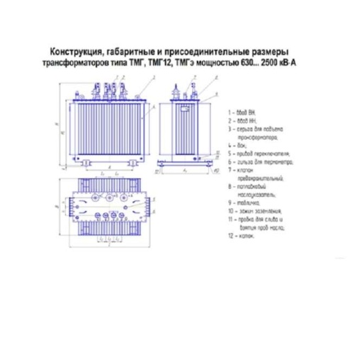 Трансформатор ТМГ12-1000/6/0.4 Д/Ун-11 У1 ЭЛЕКТРОЩИТ Чехов фото 2