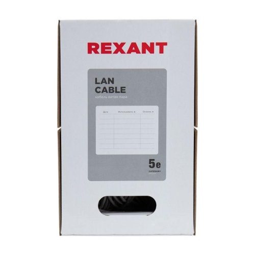 Кабель витая пара U/UTP кат.5E 4х2х24AWG solid CU PVC сер. (м) Rexant 01-0043 фото 6